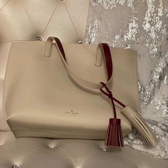 NEW Kate Spade Foster Court Tasha Pebble/True Red Large Leather Tote - Picture 15 of 16